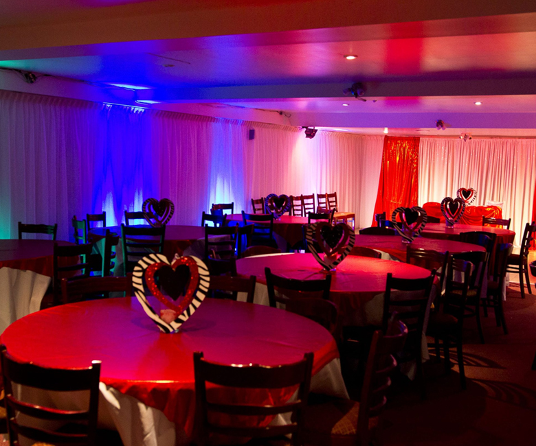 Birthday party hall setup in Montreal event venue