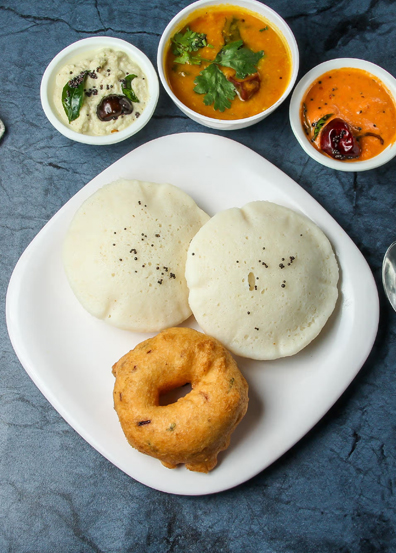 South Indian banana leaf meal in Montreal with traditional dishes