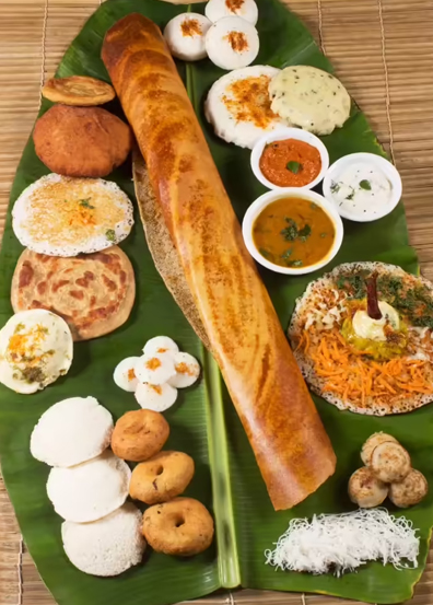 South Indian breakfast catering in Montreal with idli dosa and vada